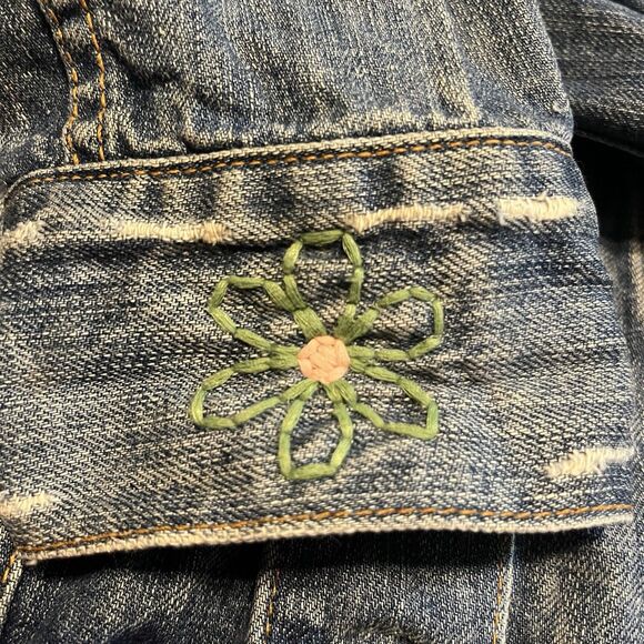 Vintage 90s Lucky Legend Denim Jacket Embroidered Hippie Patches Made In USA S - Picture 11 of 16